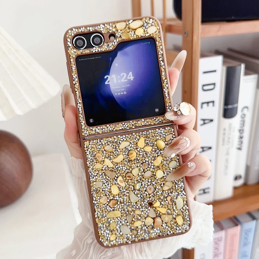 For Samsung Galaxy Z Flip 5 4 3 Case Luxury Bling Glitter Jewelled Shockproof Bumper Diamond Thin For Galaxy Fold 5 4 3 Cover