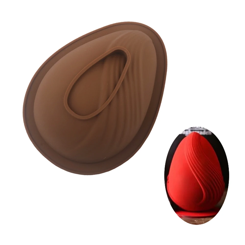 Easter Handmade Egg Mold Single Ribbon Texture Design Easter Egg Baking Tool Silicone Cake Mould Chocolate Mold Kitchen Bakeware