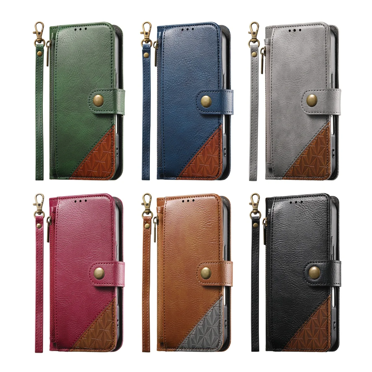 PU Leder Zipper Handgelenk Strap Flip Wallet Karte Slot Telefon Fall Für Samsung Galaxy S25 Plus S24 FE S23 Ultra S22 a56 5G A54 Abdeckung