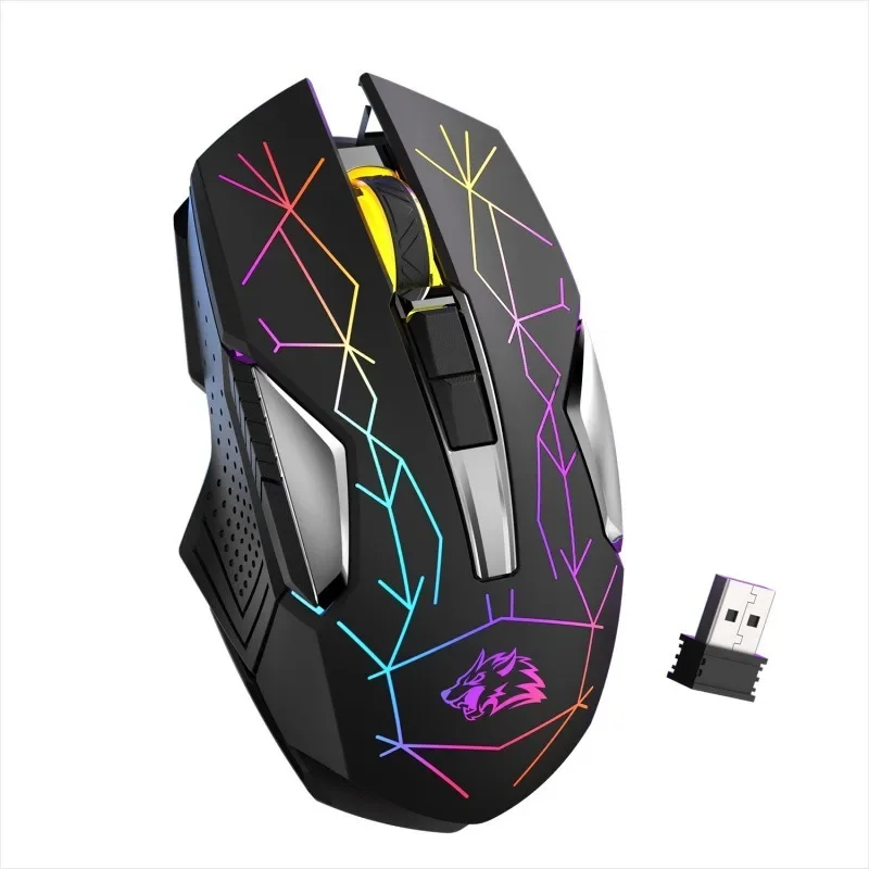 

X18 Wireless Gaming Mouse Rechargeable with Rainbow RGB Backlit Optical Sensor and 3 DPI Ergonomic Gamer Mice for Windows Mac