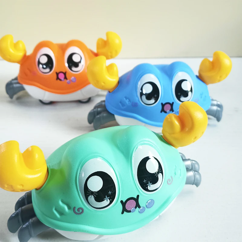 ของเล่นปูจำลองสำหรับเด็ก ขยับได้สองทิศทาง แรงดันกลับด้าน จำลองการสั่นสะเทือน ปูวิ่งเป่าฟองสบู่ ปูคลาน