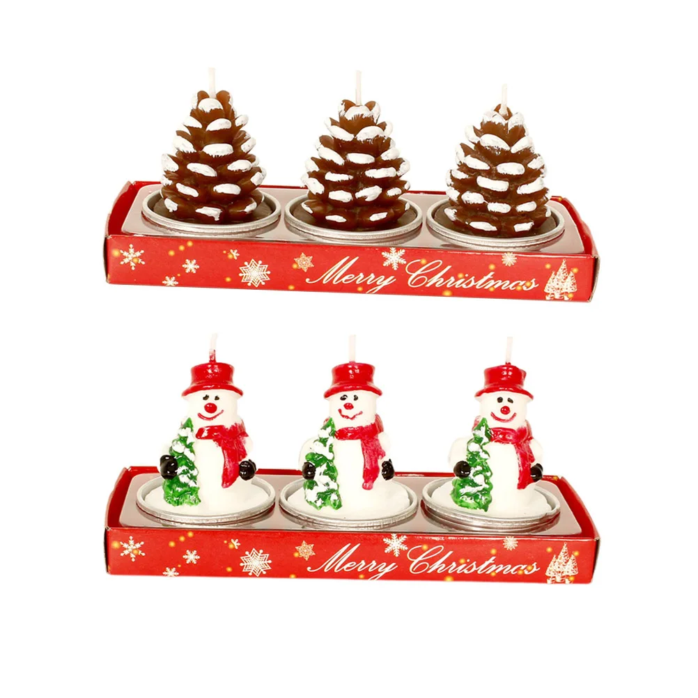 

3 Pcs Christmas Candles Snowman Centerpieces for Tables Seasonal Celebration Elder