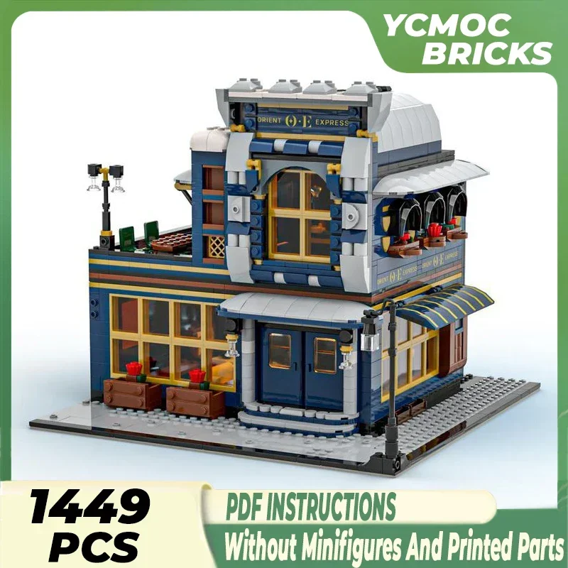 City Street View Model Moc Building Bricks Corner Restaurant Technology Modular Blocks Gifts Christmas Toys DIY Sets Assembly