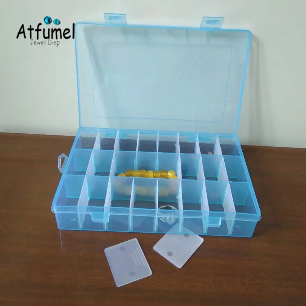 24 Slots Portable Jewelry Tool Storage Box Beads Ring Electronic parts Screw Earring Organizer Container DIY Trinket Platic Box