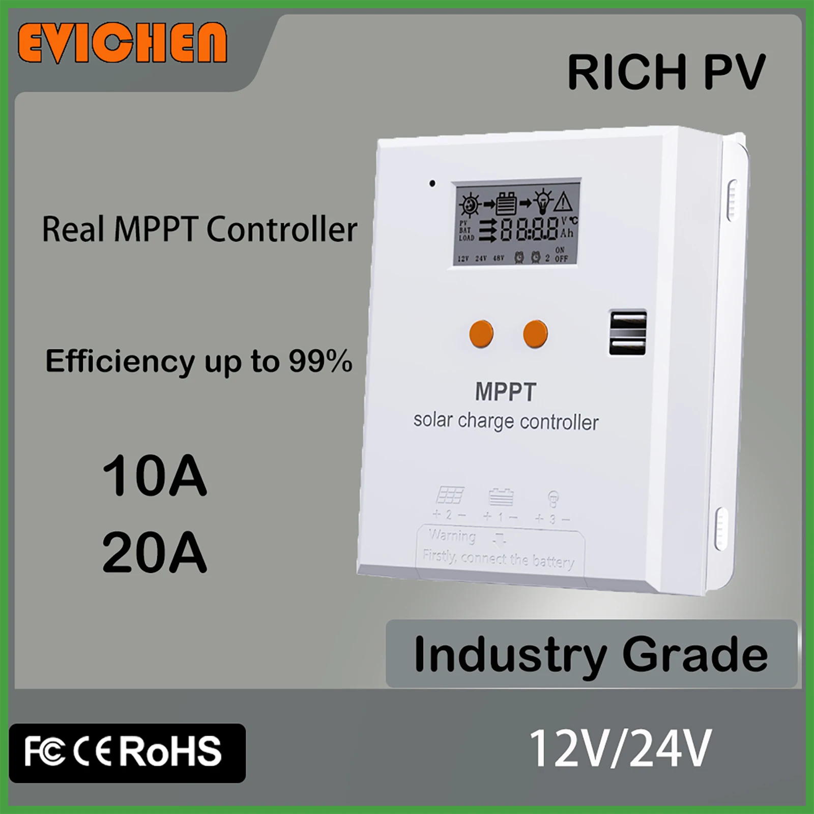 

10A 20A MPPT Solar Charge Controller DC 12V 24V Voltage Automatic Recognition,Voltage Reduction Charge and Discharge Controller