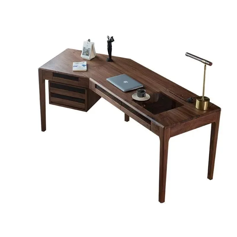 North American Black Walnut Corner Desk Light Luxury Solid Wood Modern Simple Nordic Style Customizable