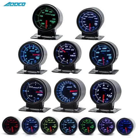 LED 연기 페이스 오일 압력 물 오일 온도 EGT 배기 온도 부스트 타코미터 게이지 계량기, 거치대 AD-GA52 포함, 2 인치, 52mm, 7 색