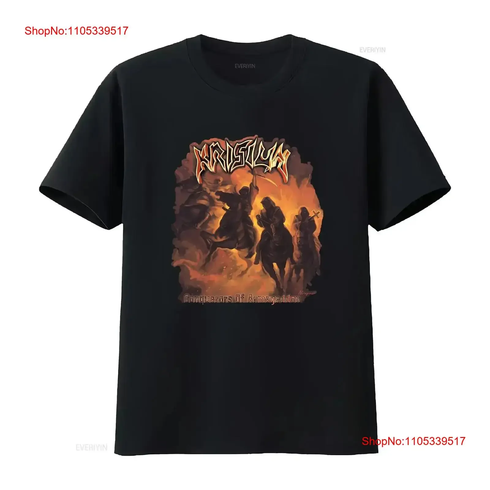 T-shirt Krisiun Conquerors of Armageddon noir pour hommes, du S au 5XL, PM1104, style vintage délavé, streetwear, vêtements de créateur, extensible, décontracté