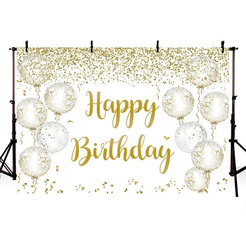 Avezano عيد ميلاد سعيد التصوير خلفية الذهبي بريق بالون فتاة حفلة راية الخلفيات ديكور صور استوديو فوتوزون
