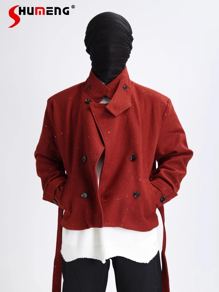 

Осень-зима 2024, новые легкие роскошные куртки с воротником-стойкой, двубортные шикарные куртки для мужчин и женщин, модные пальто на шнуровке с длинными рукавами