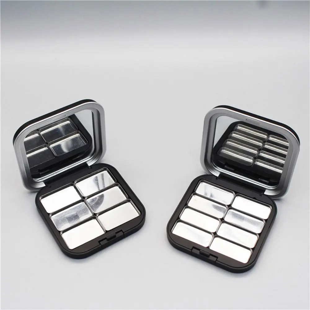 다중 그리드 DIY 아이섀도 팔레트 거울 포함 블랙 마그네틱 메이크업 팔레트 ABS 직접 조립 DIY 화장품 박스