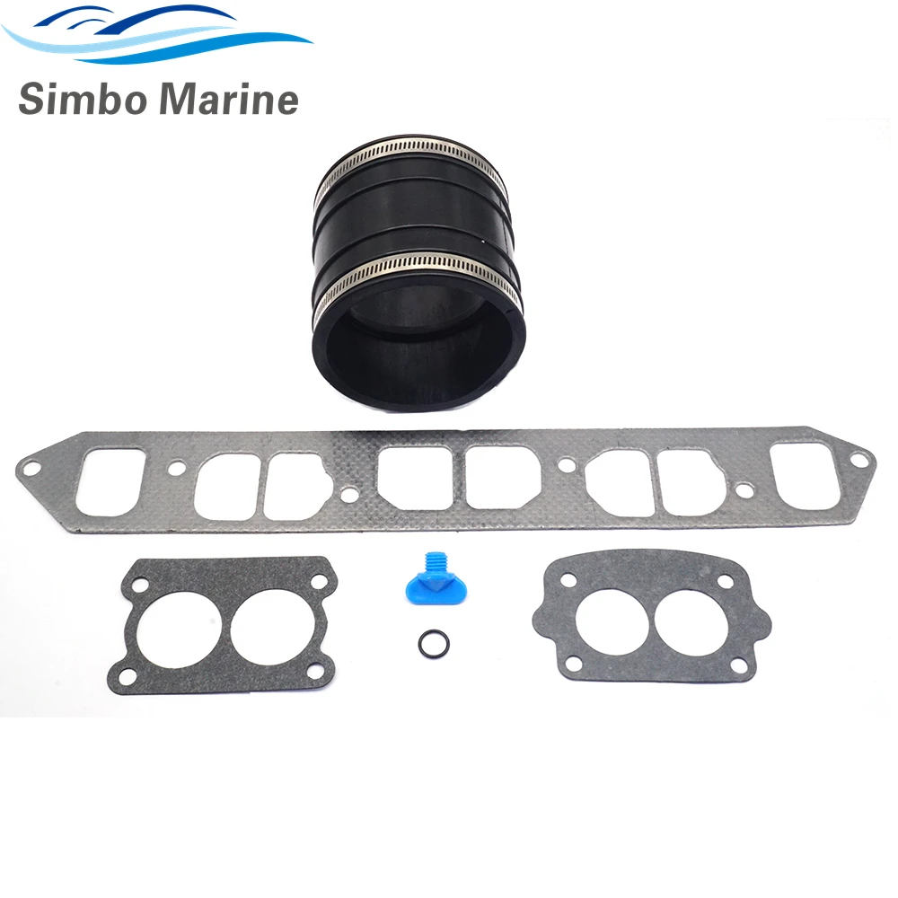 Exhaust Wet Joint Manifolds Gasket Kits With Bellow&Drain Plug Kit For MerCruiser Model 120/140 32-44348001 27-64692 27-807982