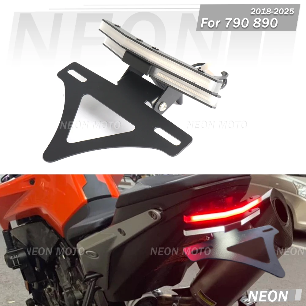 

NEW For 790 890 2018-2025 Rear Short Tail Stock License Plate Holder Tailstock Bracket Integrated LED