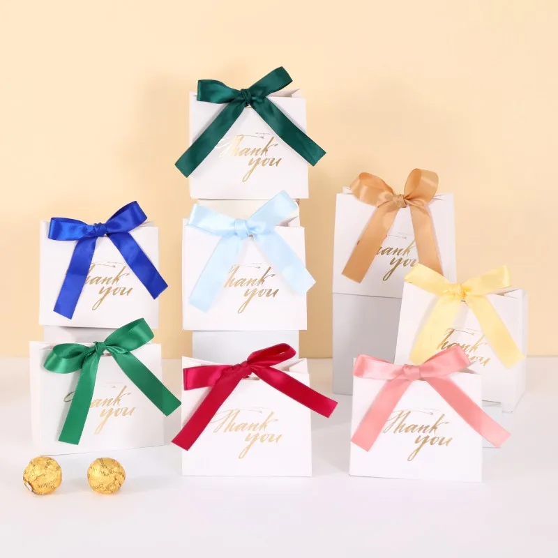 Simple and Sophisticated Style Atmosphere Sense Party Gift Bag Wedding Chocolate Wrap with Colorful Ribbon Holiday Gift Bag