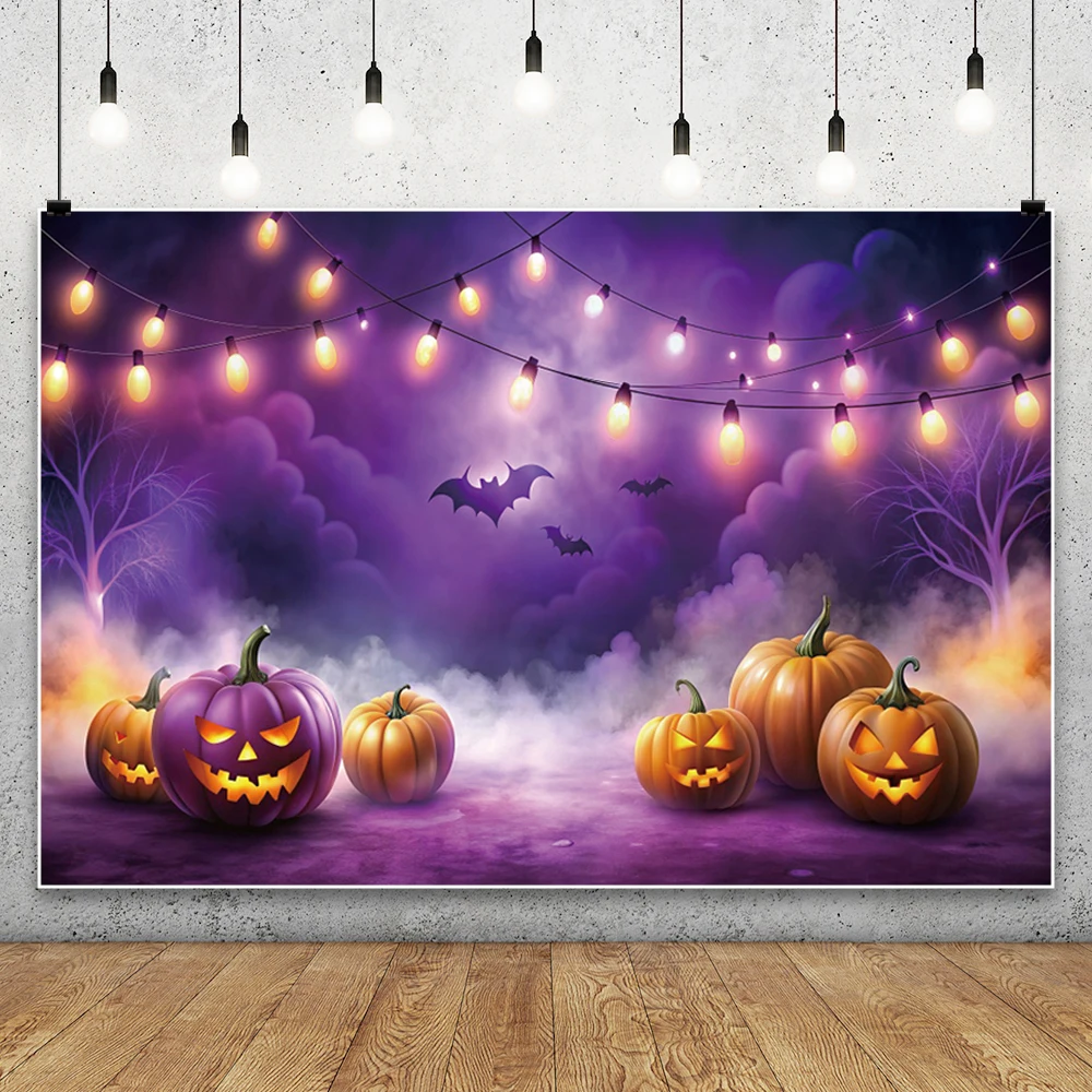 

Halloween Photography Backdrop Full Moon Scary Night Pumpkins Party Decor Spooky Witch Bats Kids Halloween Photocall Backgrounds