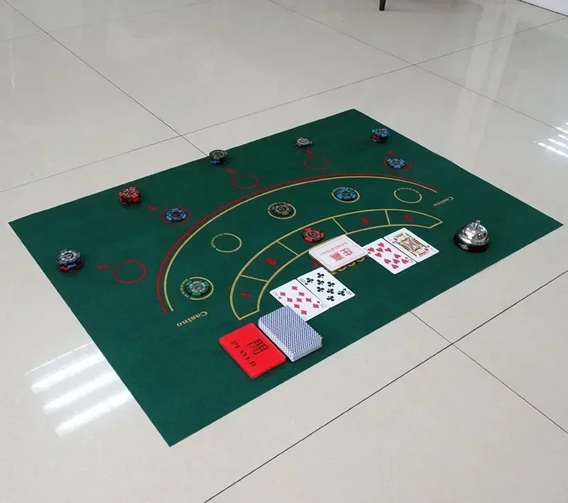 Tovaglia da gioco da poker fronte-retro 90x60 cm Texas Poker e Baccarat Tovaglia da gioco antiscivolo in tessuto non tessuto Accessori per l'intrattenimento