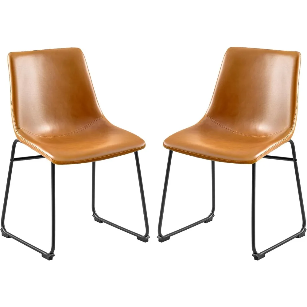 

Bar Stools 18 Inches Counter Height Set of 2, PU Leather Dining Chairs With Back, Modern Industrial Armless
