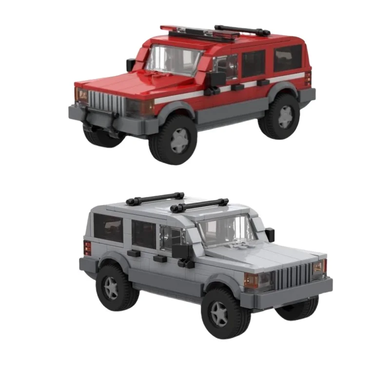 

337 шт. Jeep Grand Cherokee 1993, ретро, серый, красный, модель дорожного автомобиля, небольшой строительный блок, креативная сборка автомобиля, игрушки для фанатов, подарок для детей