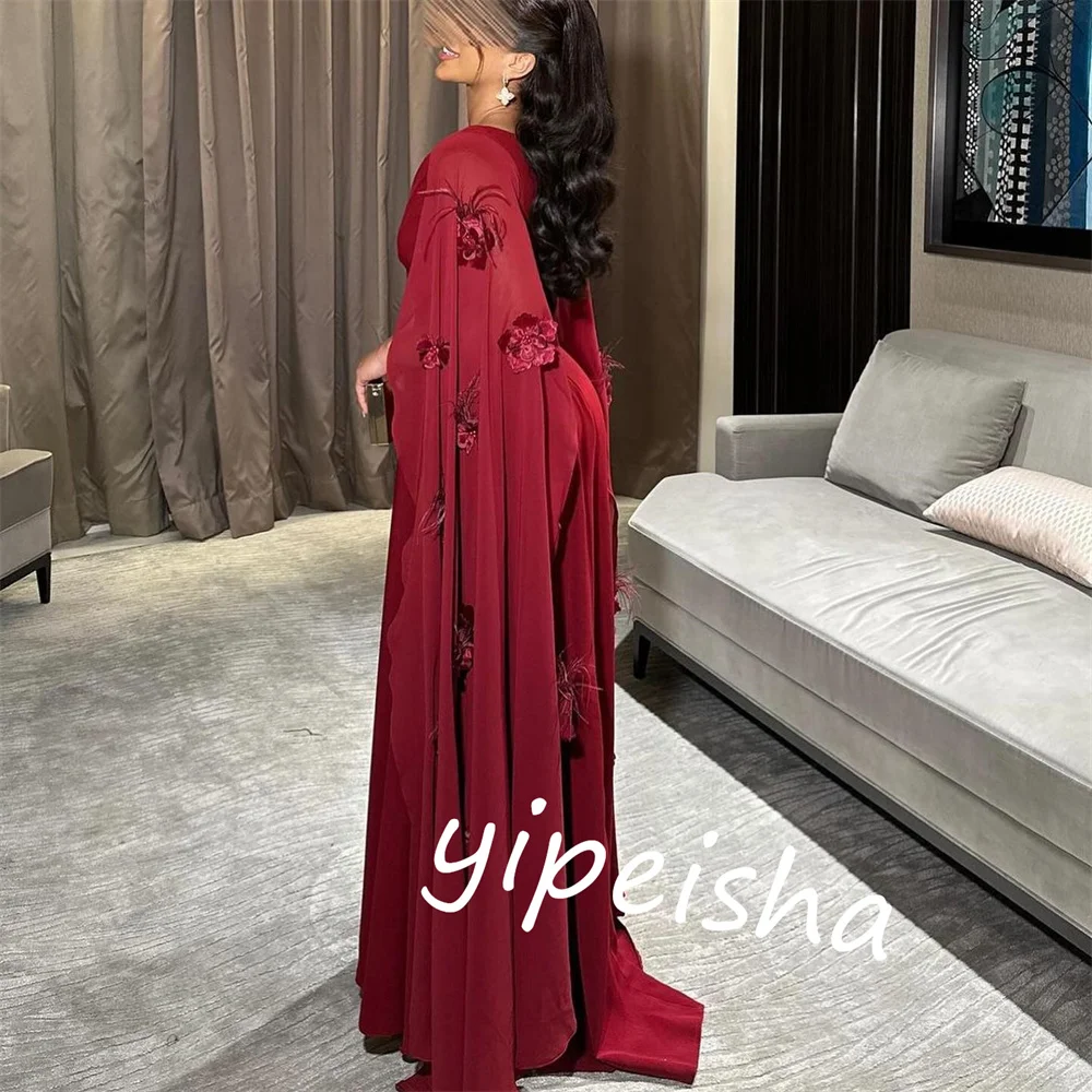 CustomizedJersey Applique Evening A-line V-neck Bespoke Occasion Gown Long Dresses