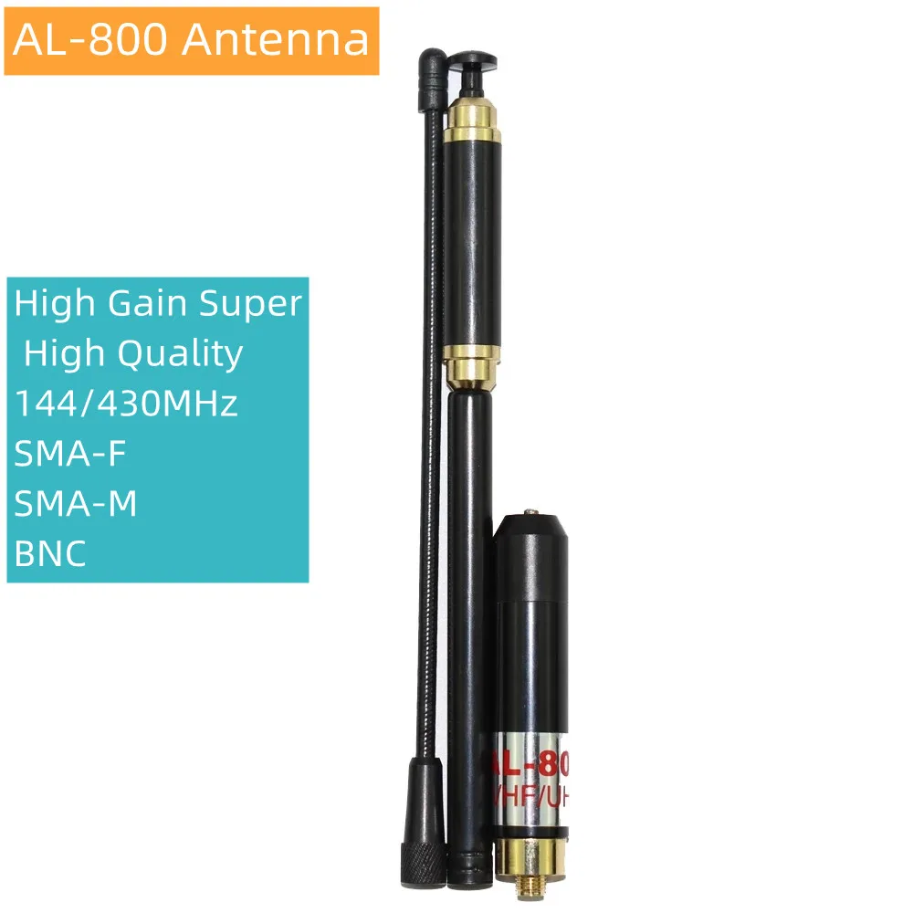 

Antena de AL-800 telescópica de alta ganancia, accesorio de calidad,144/430MHz, SMA-F, BNC, para HYT BAOFENG, SMA-M, UV-5R, Etc.