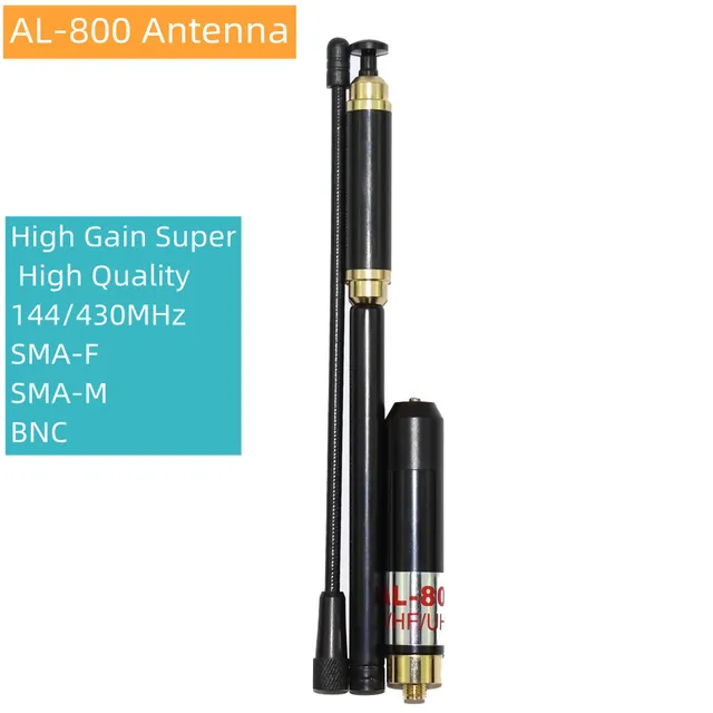 Antena de AL-800 telescópica de alta ganancia, accesorio de calidad, 144/430MHz, SMA-F, BNC, para HYT BAOFENG, SMA-M, UV-5R, Etc.
