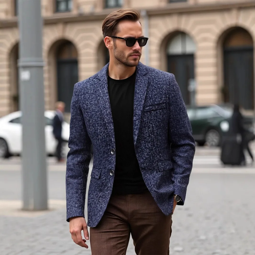 

Male Blazers Turn Down Collar Suits Business Coat Blazer Single Breasted Cardigan Outerwear Long Sleeve Casual Pockets