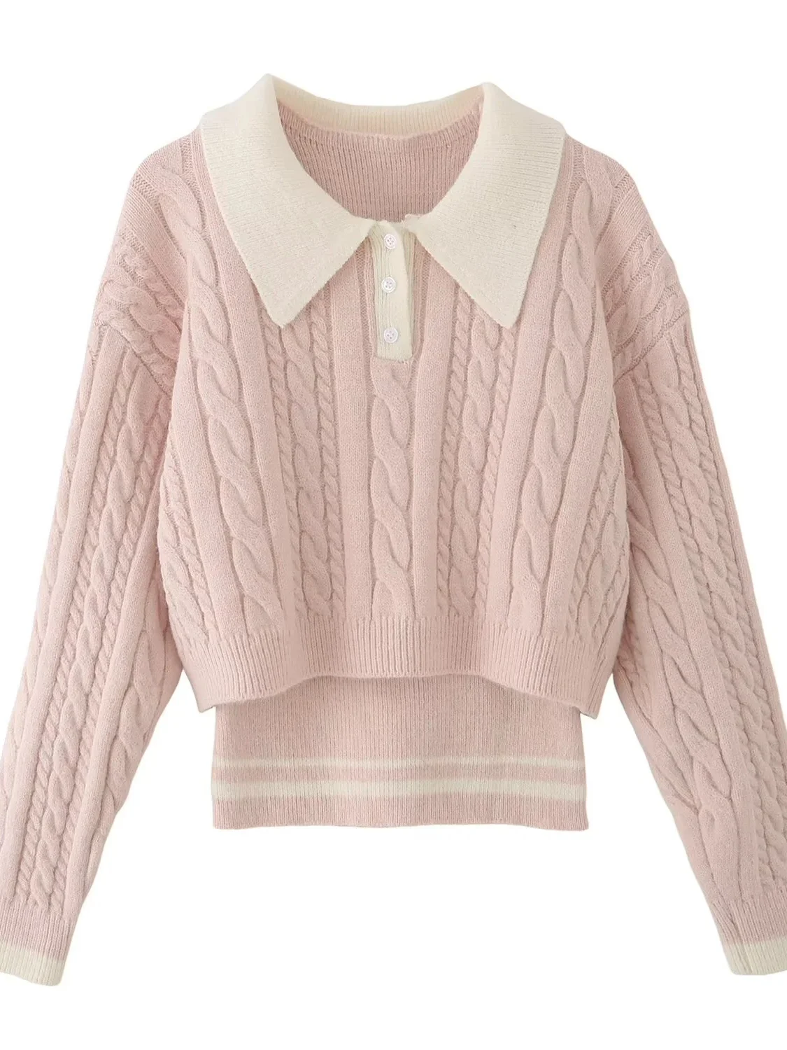 

Американский ретро-комплект: свободный вязаный свитер и утепленный жилет с длинными рукавами для женщин, в стиле колледж, с эффектом похудения