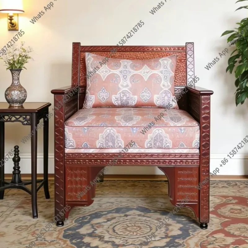 U New Chinese Solid Wood Sofa Single With Seat Cushion Master Chair Zen Chair Office Treasure Seat Living Room Furniture