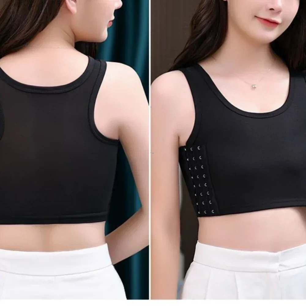 Women Breathable Chest Breast Binder Side Buckle Short Vest Tops Chest Binder Underwear Tank Tops Wireless Chest Wrap Bandage