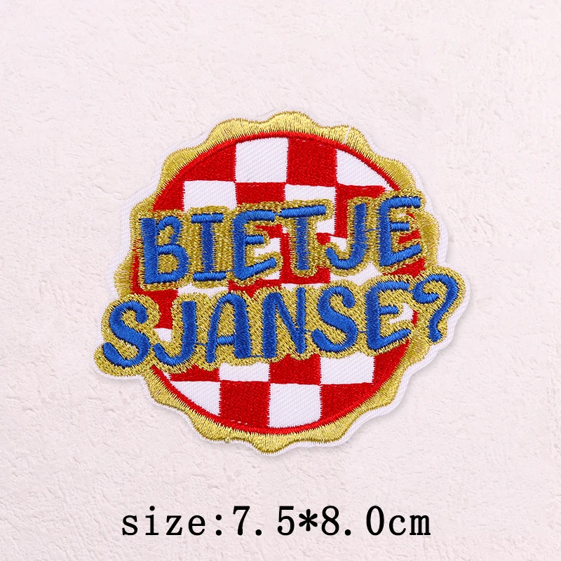 Dutch Brabant Carnival Embroidery Patch Iron On Patch Red White Checkerboard Pattern For Jeans Bag Carnival Costume Party Decor