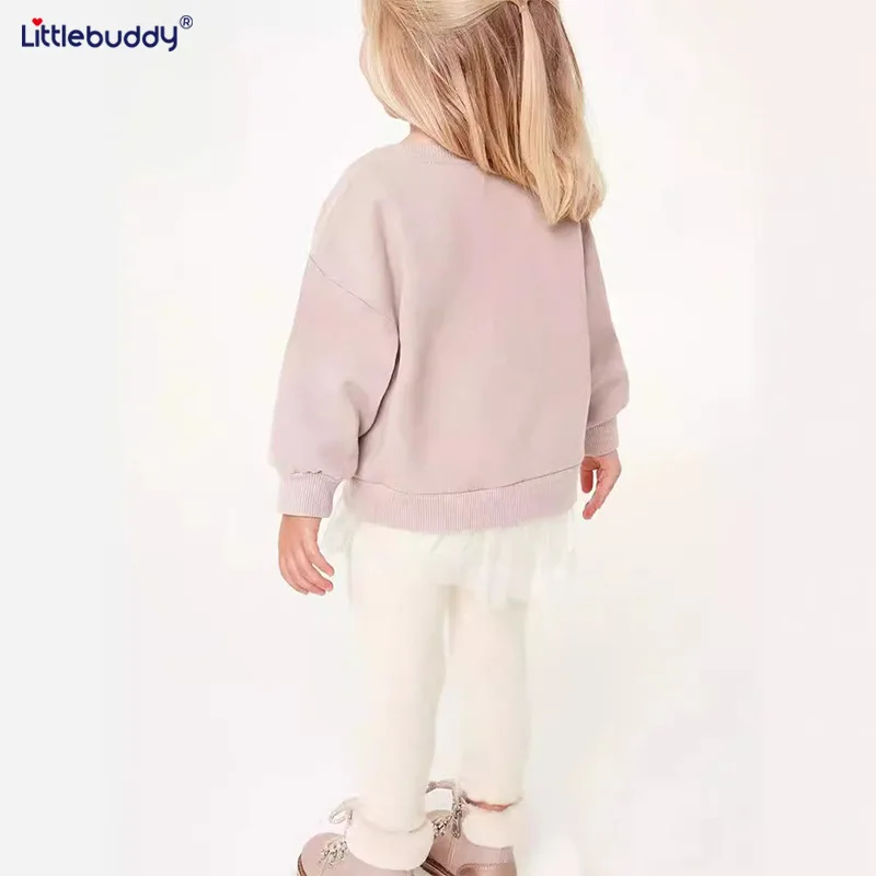 سويت شيرت بناتي بنمط الخريف والشتاء من Little Buddy بأكمام طويلة فستان بناتي للأطفال