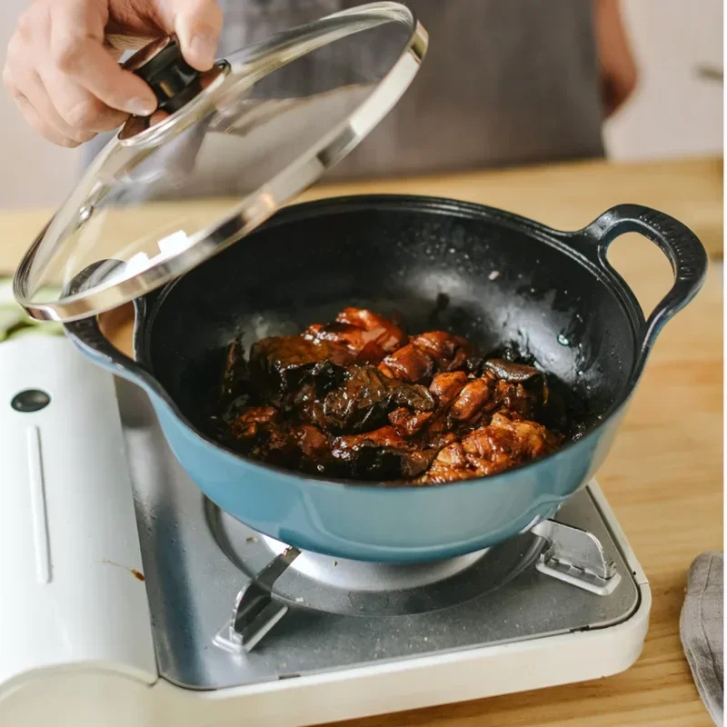 

Enameled Cast Iron Pot, Large Capacity, Non-Stick Frying Pan and Wok, Health-Enhancing Cookware with Lid, Fashionable