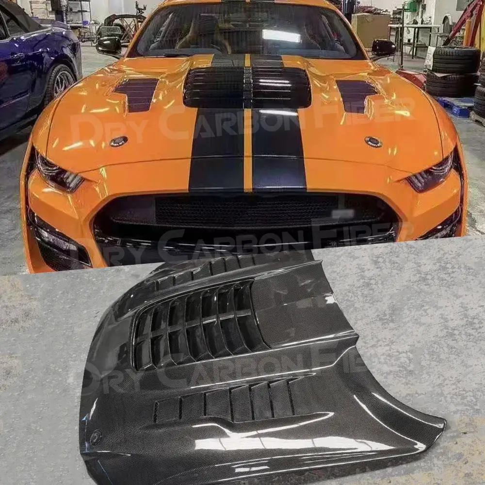 

Передний бампер из углеродного волокна, крышка капота двигателя, аксессуары для Ford Mustang 2015 2016 2017, капот двигателя автомобиля