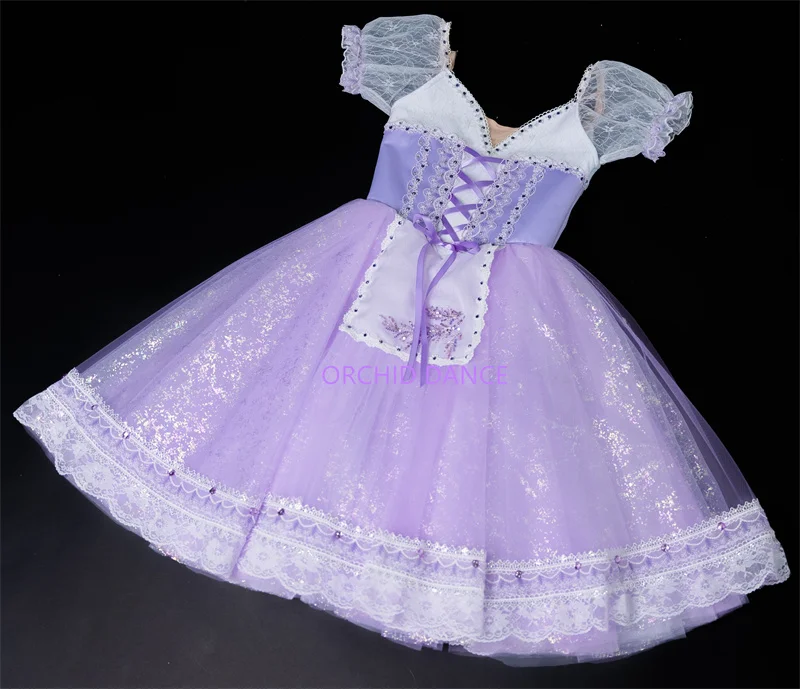 Fashion Custom Size Kids Girls Women Adults Peasant Gilsay Ballet Dance Performance Wear Costumes Long Lilac Romantic Tutu Dress