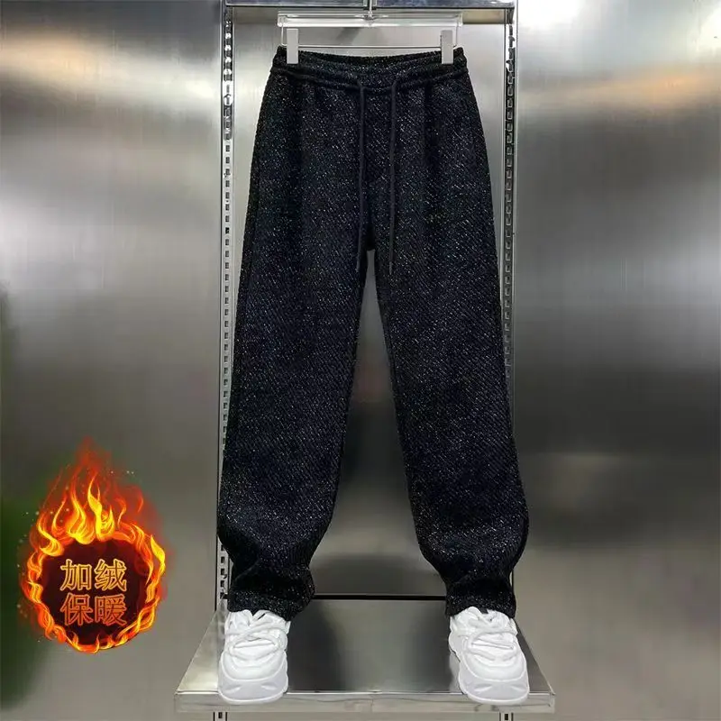 

Свободные повседневные прямые брюки с эластичной резинкой на талии, большие размеры, осень-зима, универсальные трендовые брюки, модная винтажная мужская одежда