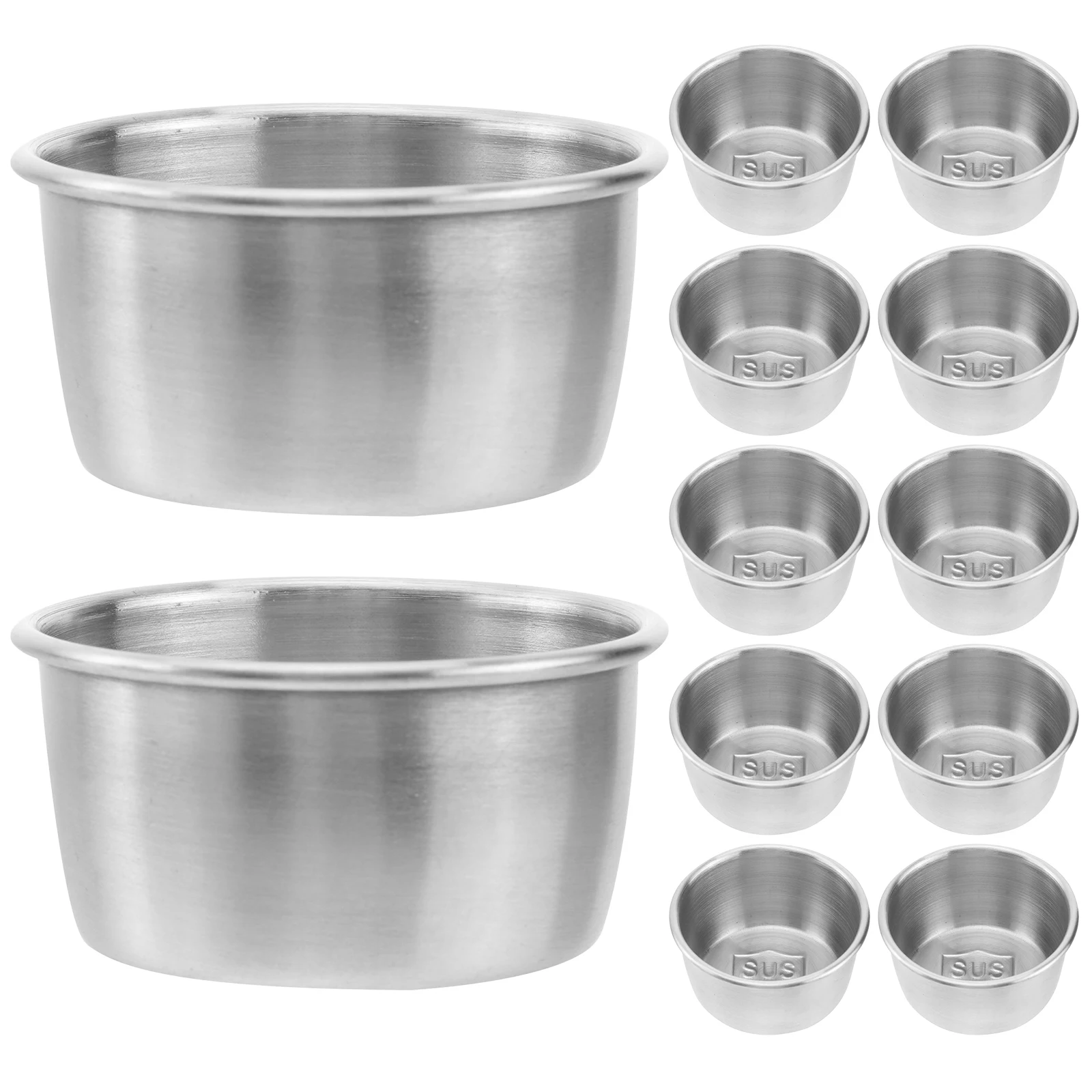

12pcs Stainless Steel Sauce Cups 60Ml Mini Dipping Bowls For Condiments Sauces Fruits Nuts Reusable Small Containers Side Dish