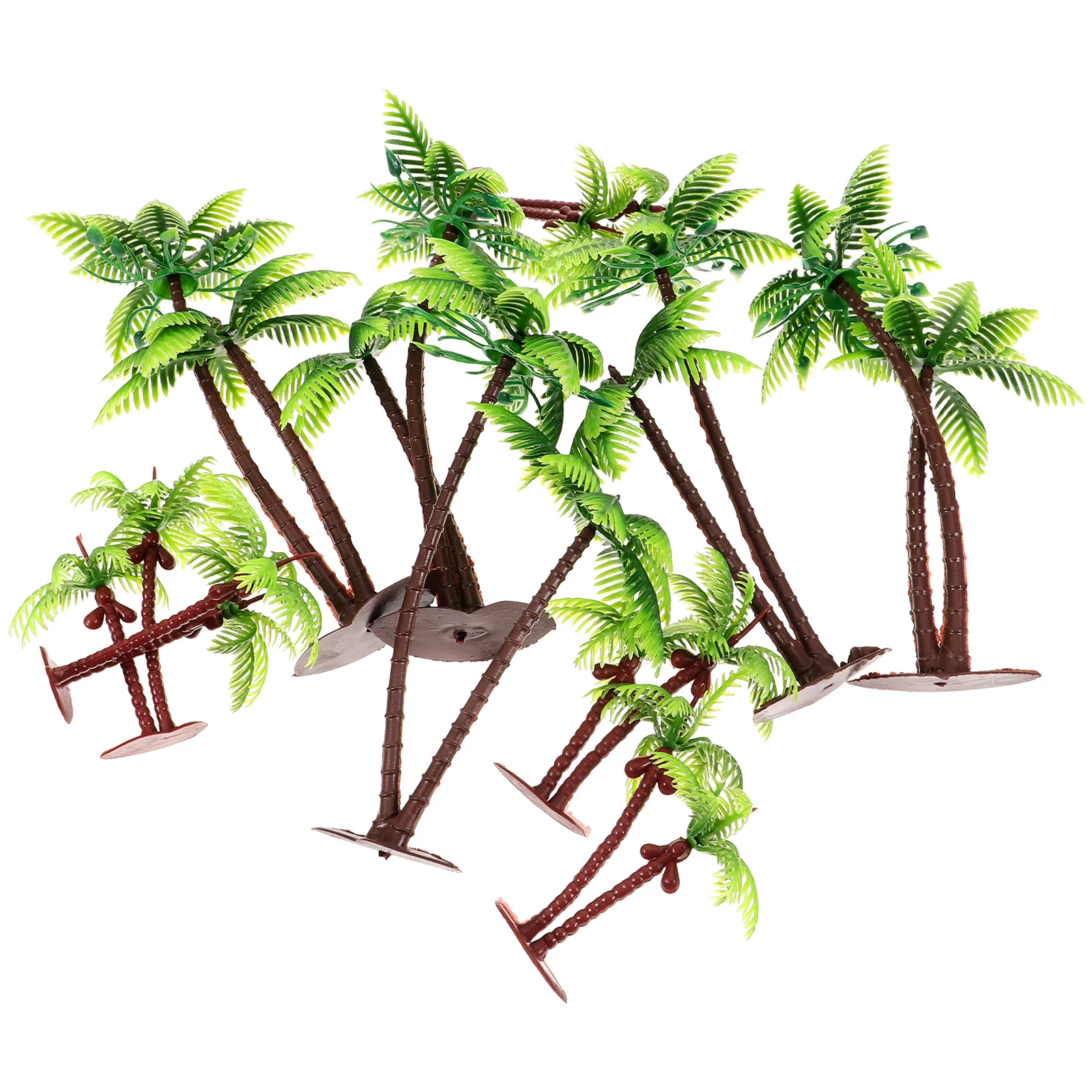 

10pcs Miniature Tree Model Tabletop Palm Tree Model Micro Scenery Diy Simulation Tree Decor Coconuts Tree Model