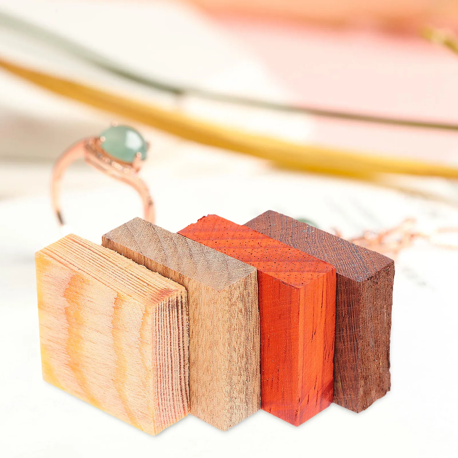 4Pcs Natural Handmade Wooden R - Wood Ring Blank ulasan dan harga