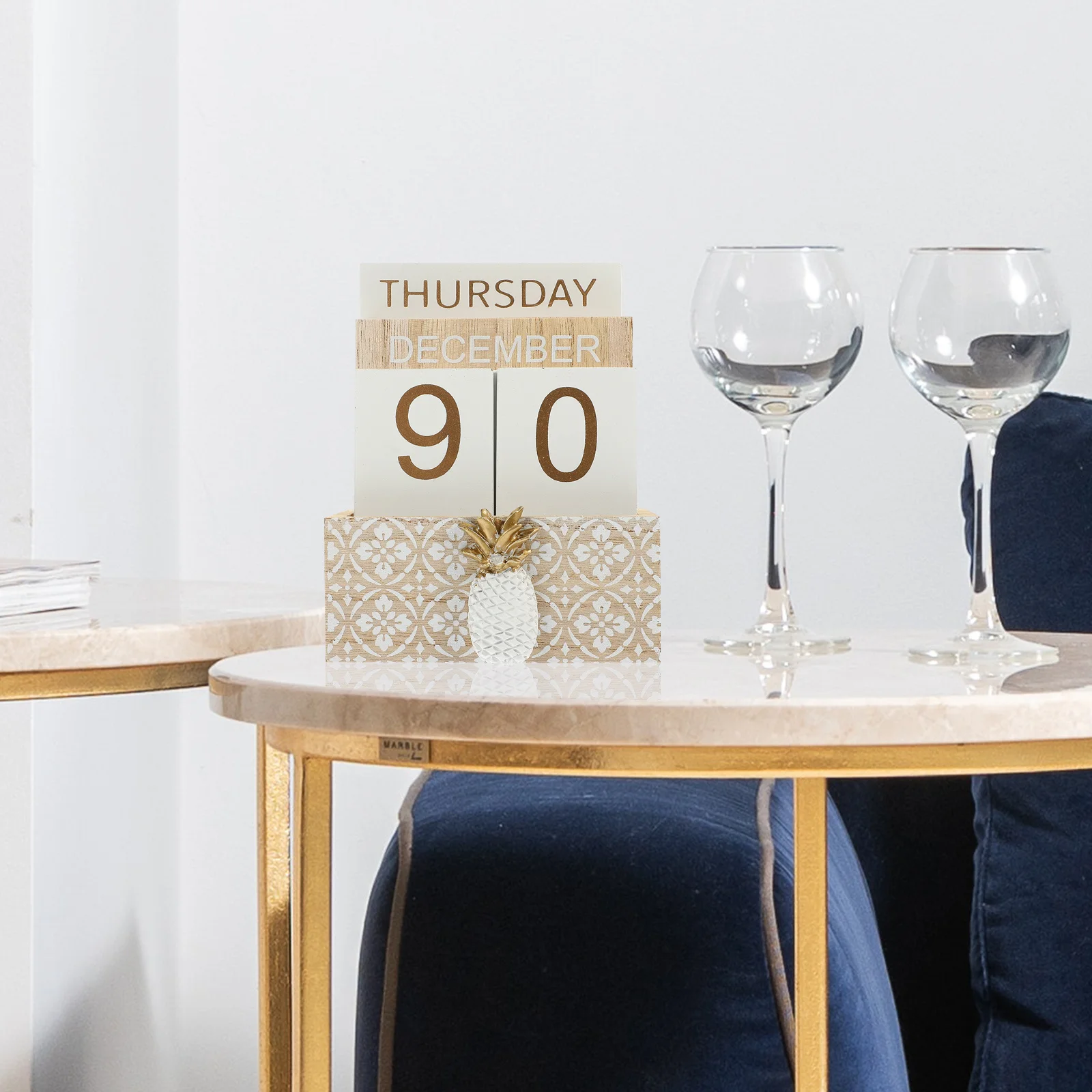 Calendario de bloques de madera de escritorio perpetuo, diseño rústico, uso redondo del año para decoración de mesa de oficina en casa, bloque de calendario de madera