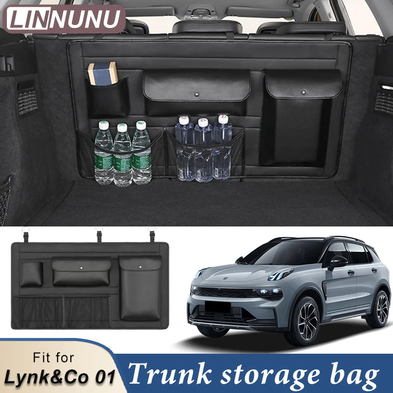 

LINNUNU Back Seat Car Trunk Hanging Storage Bag Organizer With Pockets Multi-pocket Auto Cargo Large Capacity Fit for Lynk&Co 01