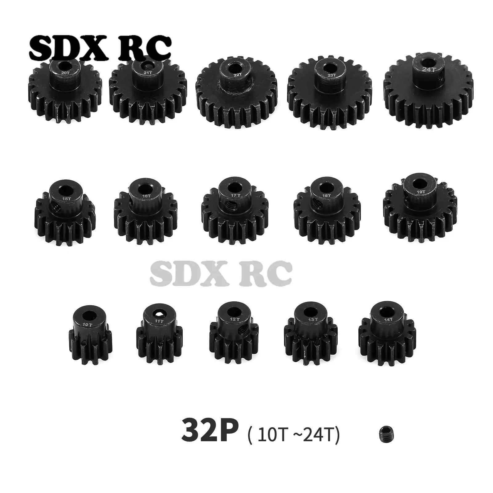 M0.8 32P 3.175mm 10T 11T 13T 15T 17T 18T 20T 22T 24T Hardened Steel Metal Pinion Gear Motor Gear For 1/10 RC Model Car