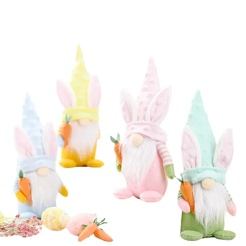 Easter Standing Bunny Gnome Faceless Doll Easter Desktop Decoration Rabbit Plush Dwarf Home Ornament Happy Easter Party Gift