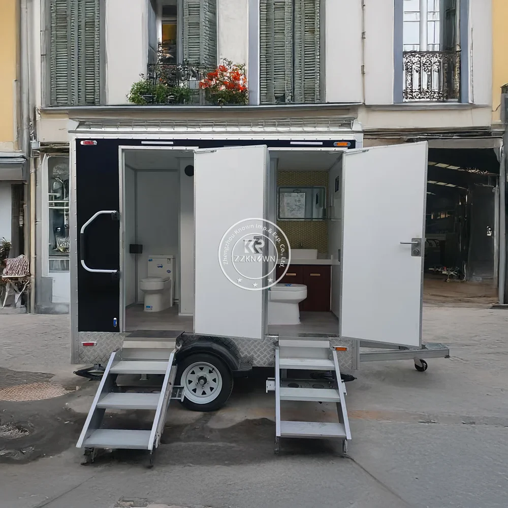 

4 Station Portable Restroom Trailer Toilet Outdoor Mobile Washroom Luxury Restroom Trailer Bathroom Trailer