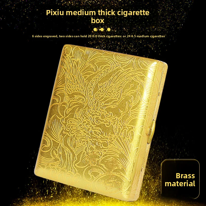

2026 Can Hold 20 Cigarettes Portable Thin Anti Pressure Men's Retro Cigarette Box Metal Carving Square Cigarette Box