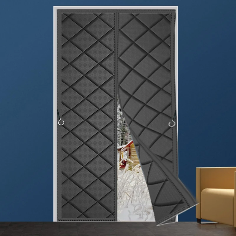 ستارة باب معزولة مغناطيسية شتوية، غطاء عازل للباب قابل للطي، ستارة باب قطنية عالية الجودة، مناسبة لغرفة المعيشة/