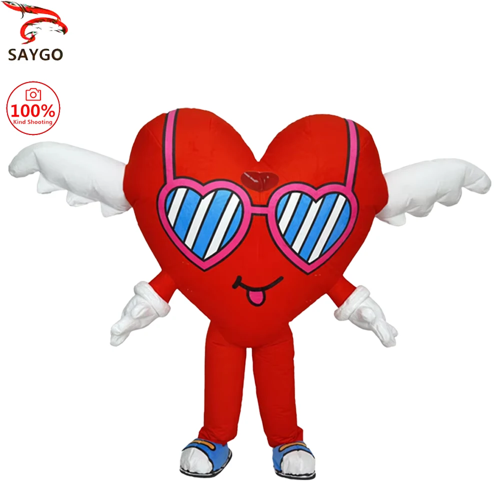 

SAYGO надувной костюм красного цвета с сердечком, костюм для взрослых, забавное костюм для Хэллоуина, Дня Святого Валентина, вечерние костюмы для косплея, нарядное платье