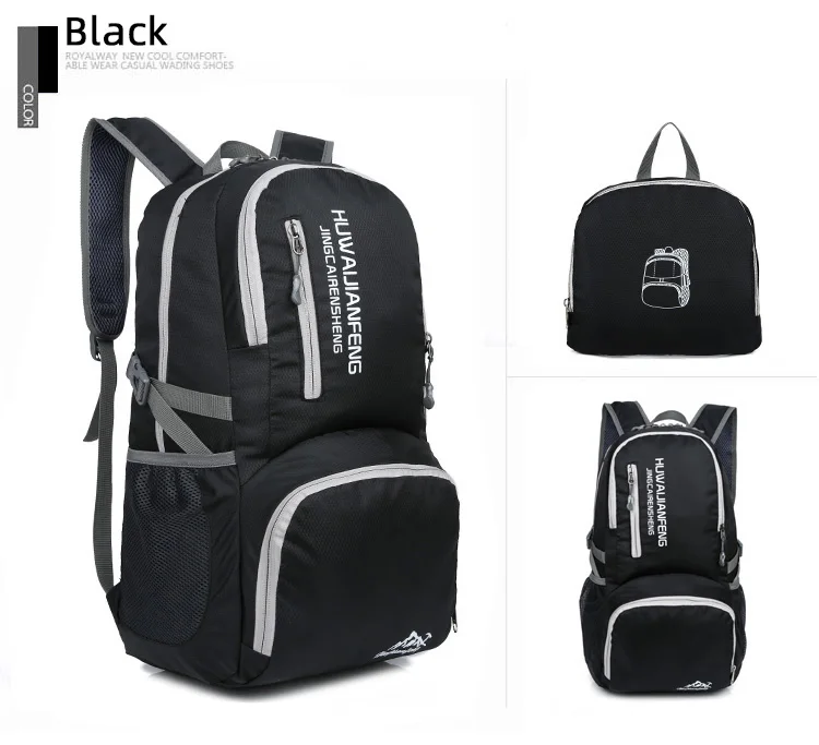 28l packbarer Rucksack faltbare ultraleichte Outdoor-Reisetasche großer zusammen klappbarer Rucksack Wander reise rucksack Bergsteiger-Tages rucksack Geringes Gewicht hohe Kapazität Wasserabweisendes Gewebe Top Punc – Detail 24