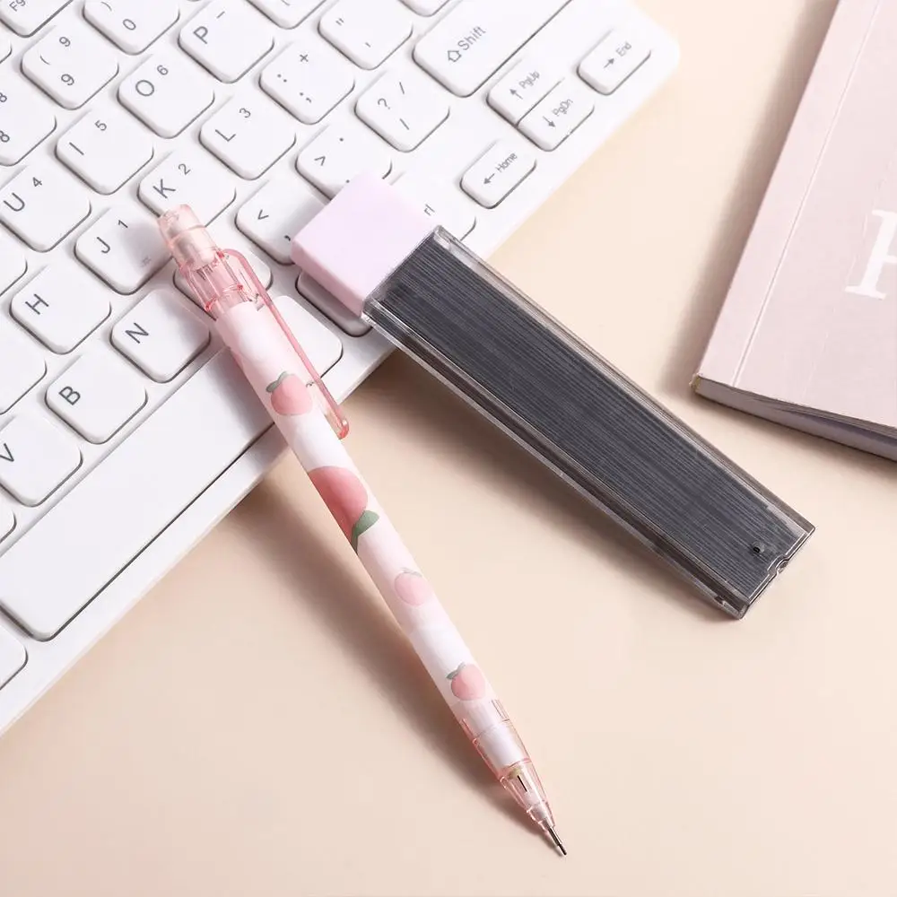 Student Cute Peach 0.5mm Writing Tool Pink Automatic Pencils Mechanical Pencil Press Pen Movable Pencil