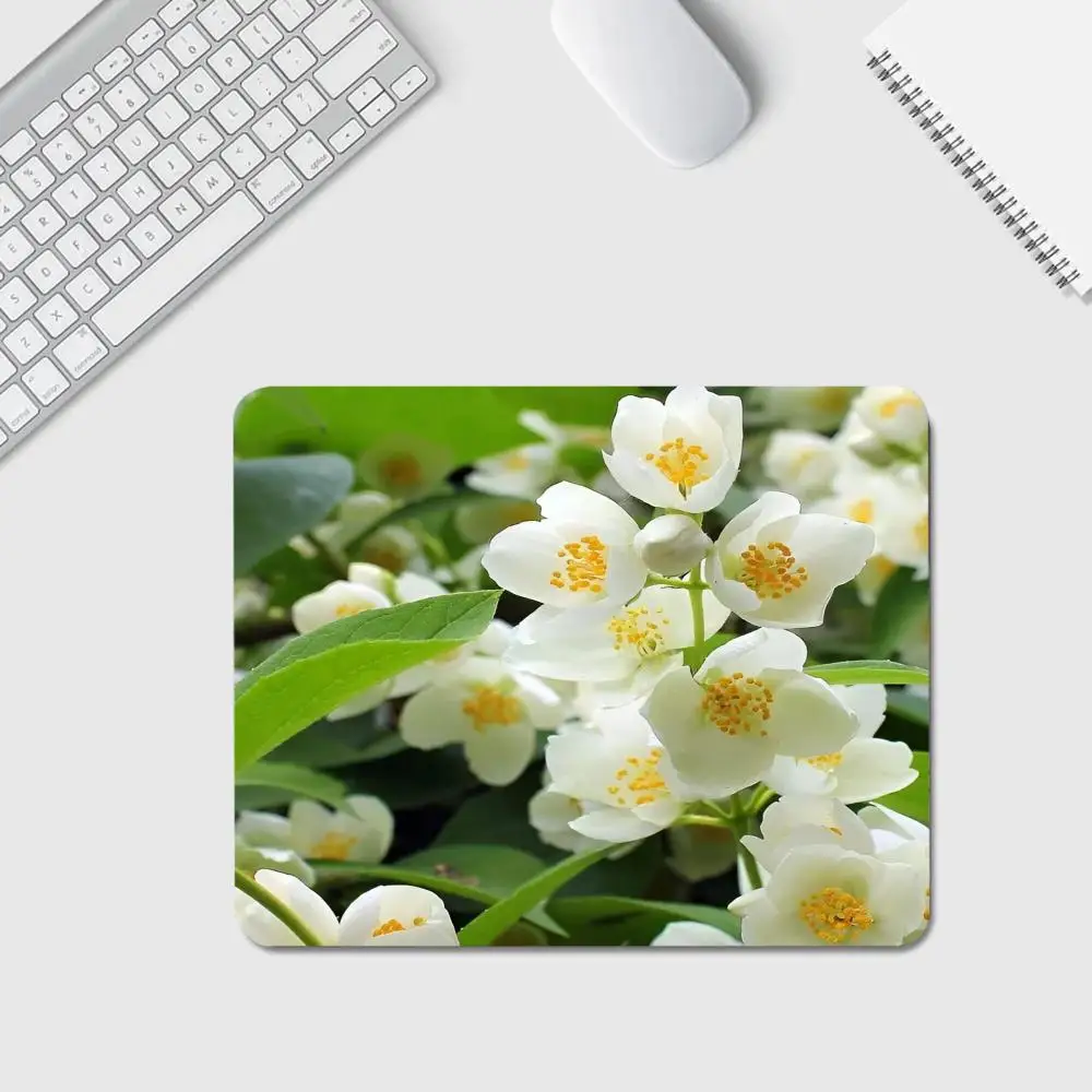 Jasmine flowers Mouse Pad Anime Game Mouse Pad High Quality Small Desk Pad Rubber Laptop Desk Pad