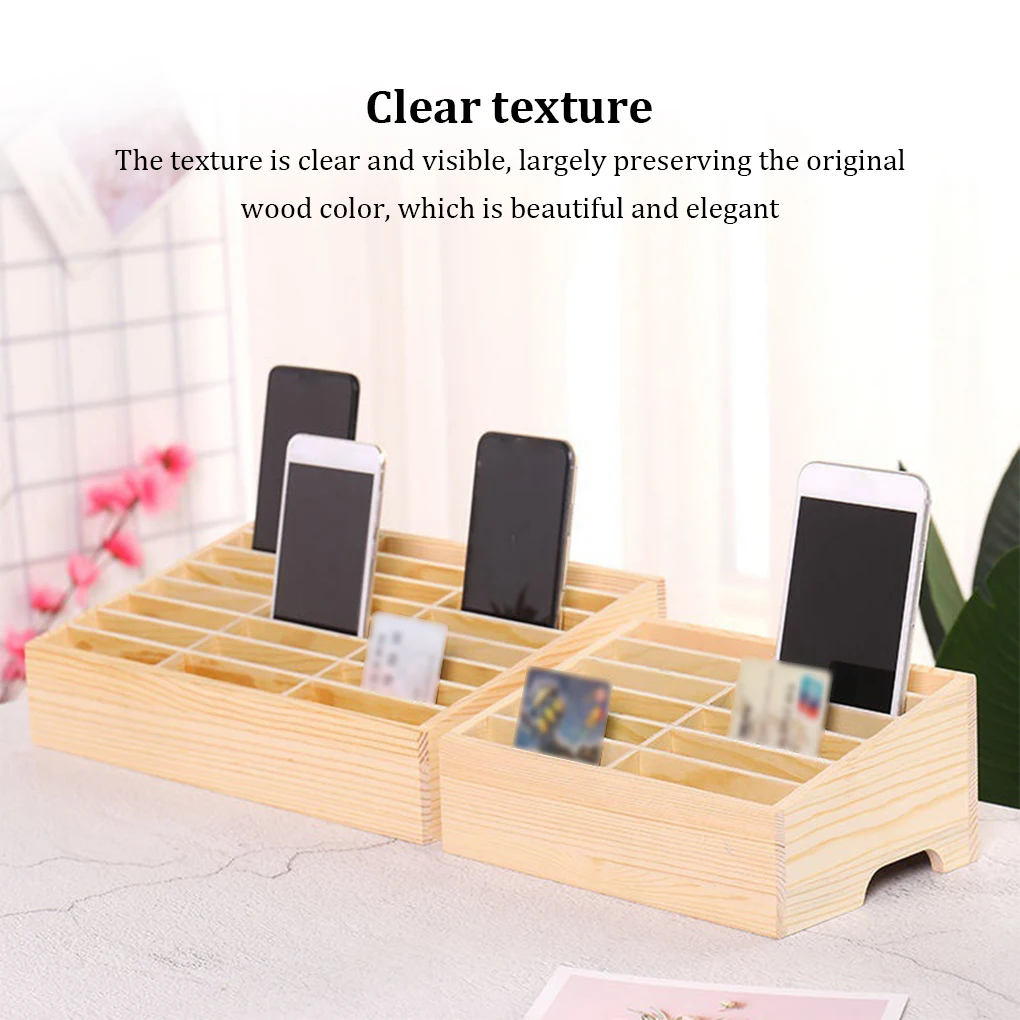 Wooden Mobile Phone Organizer - Clear Texture Light And Convenient Large Capacity Stable And Thick Wooden Storage Box